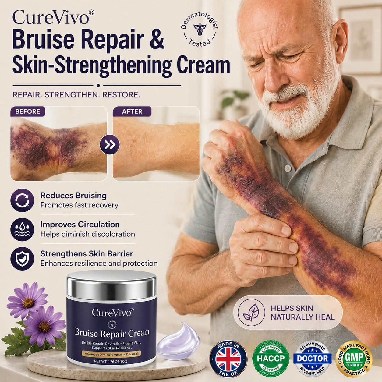 💥100K+ SOLD💕- CureVivo® Bruise Repair & Skin Strengthening Cream