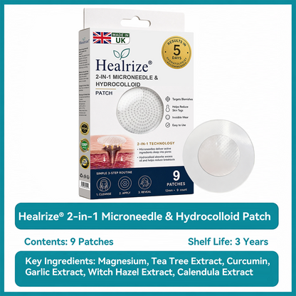 🇬🇧✅𝐇𝐞𝒂𝒍𝗿𝗶𝙯𝙚®2-in-1 Microneedle & Hydrocolloid Patch💫| Removes Raised Moles, Acne, Flat Warts & Skin Tags | Helps Improve Wrinkles, Scars & Blemishes | Invisible Patches for Face & Body