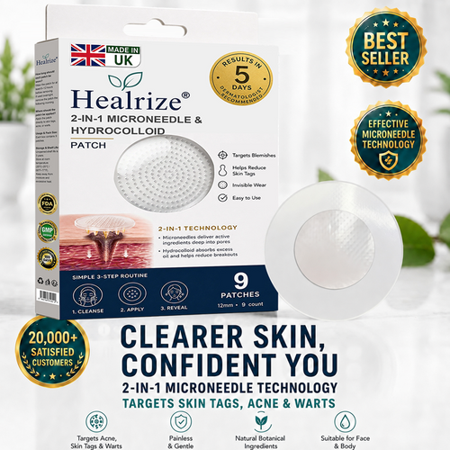 🇬🇧✅𝐇𝐞𝒂𝒍𝗿𝗶𝙯𝙚®2-in-1 Microneedle & Hydrocolloid Patch💫| Removes Raised Moles, Acne, Flat Warts & Skin Tags | Helps Improve Wrinkles, Scars & Blemishes | Invisible Patches for Face & Body